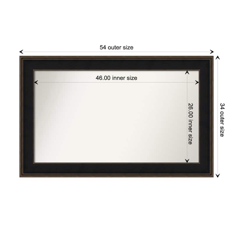 Mezzanine Espresso Framed Non-Beveled Custom Wall Mirror, Bathroom Vanity Mirror - Outer Size: 53.75 x 33.75