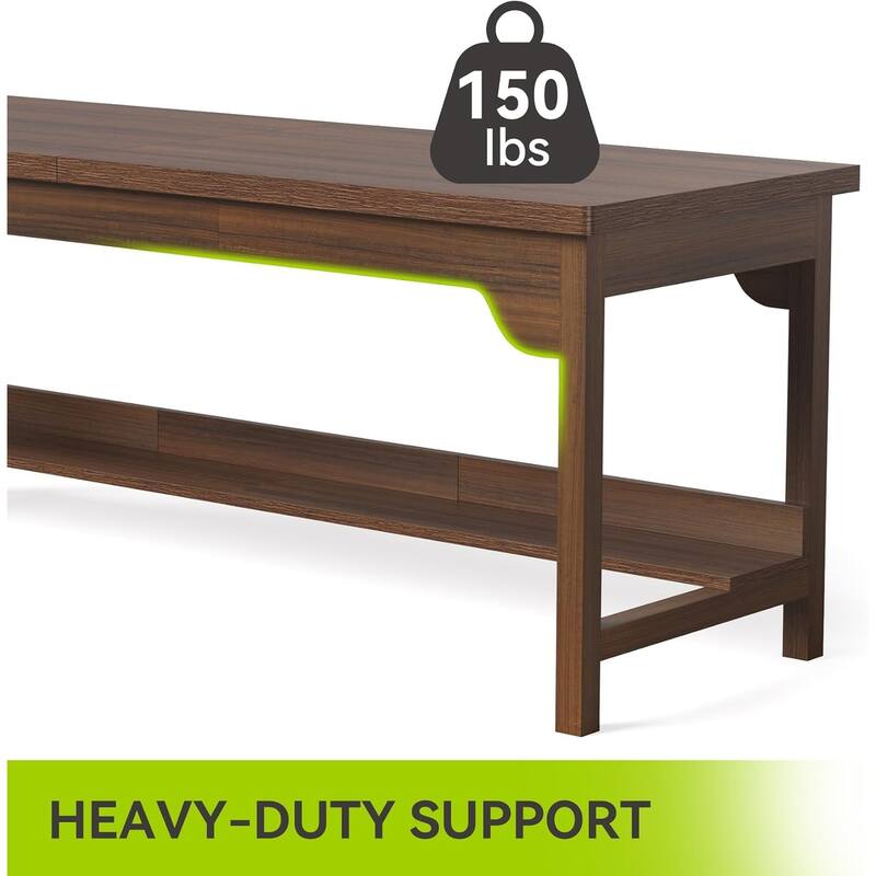 2 Person Desk with Shelf, 78.7'' Long Desk Double Workstation for Two People