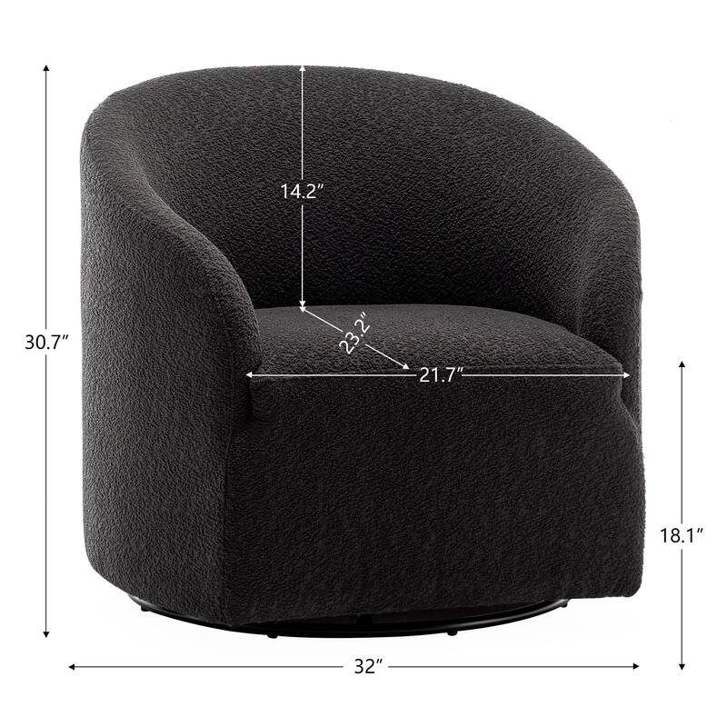 KINWELL 32"W Boucle Upholstered Swivel Barrel Armchair (Set of 2)