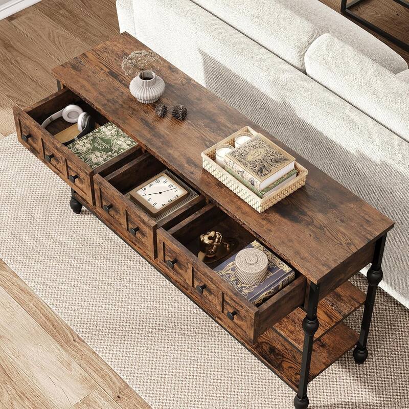 Entryway Console Table,3 Tier Industrial Metal Sofa Table for Living Room