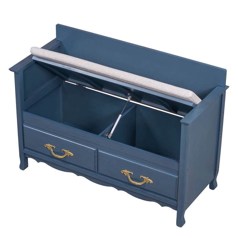 Shoe Bench with Removable Cushion,Hidden Storage and Back