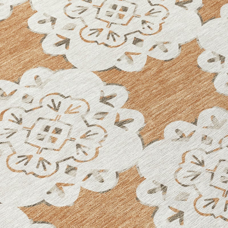 Machine Washable Indoor/ Outdoor Global Motif Chantille Rug