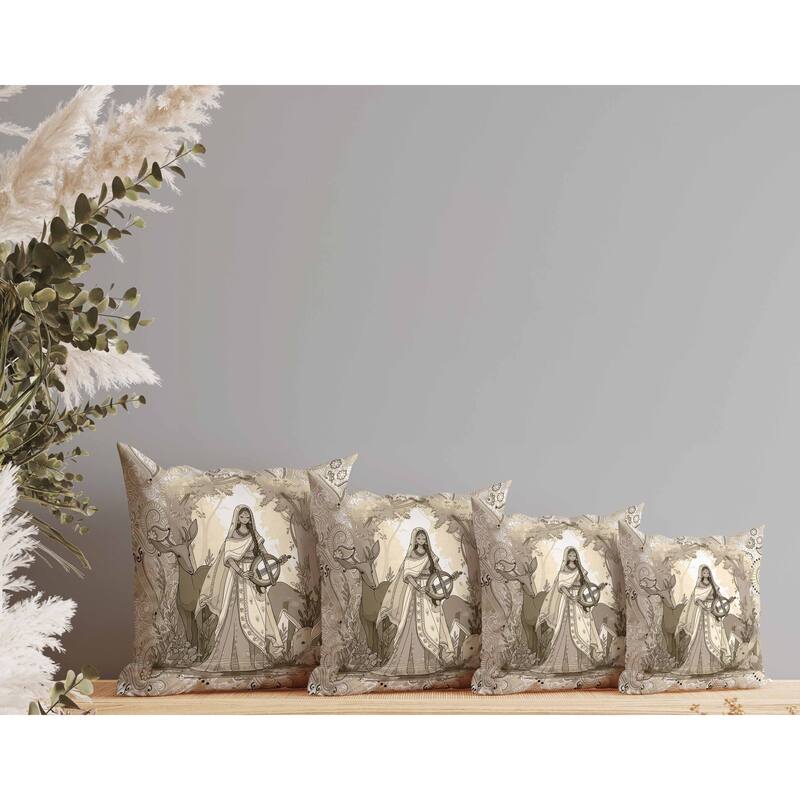 Forest Melodies Indoor/Outdoor Reversible Throw Pillow Gold and Fusion