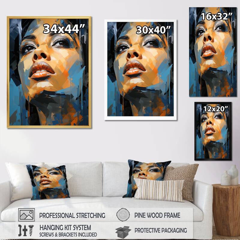 Designart "Azure Aaliyah Portrait" Celebrity Wall Art