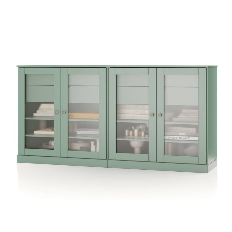 Palace Imports 100% Solid Wood 64" Sideboard with Frosted Glass Doors, 4-Drawers and Adjustable Shelves