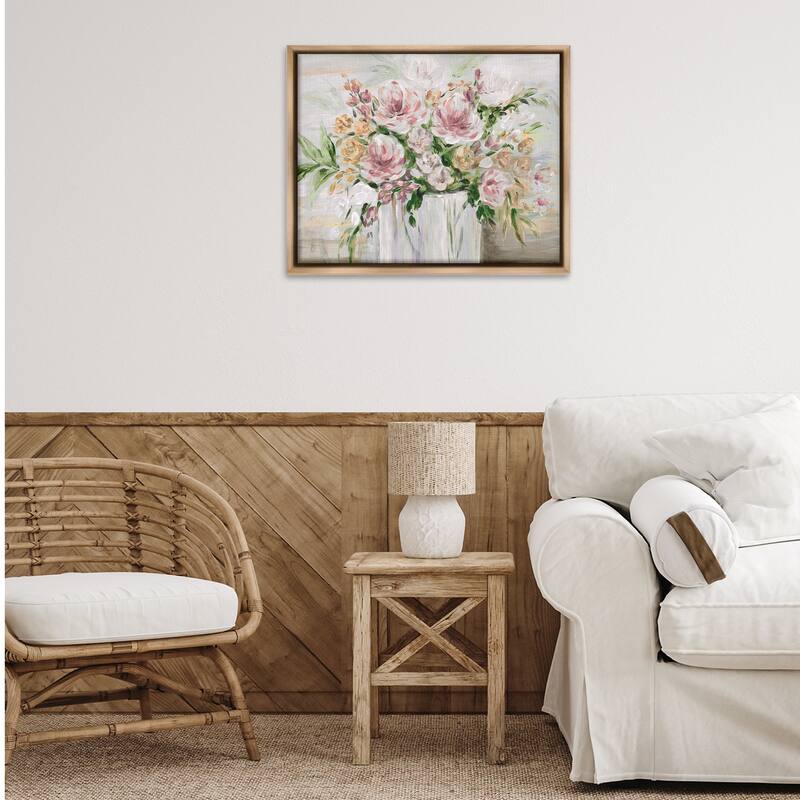 Stupell Country Style Floral Assortment Framed Floater Canvas Wall Art Design By Kristen Brockmon