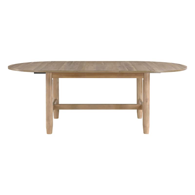 Natural Finish Beautiful Dining Set Oval Table with Leaf and Upholstered Chairs Wooden Furniture
