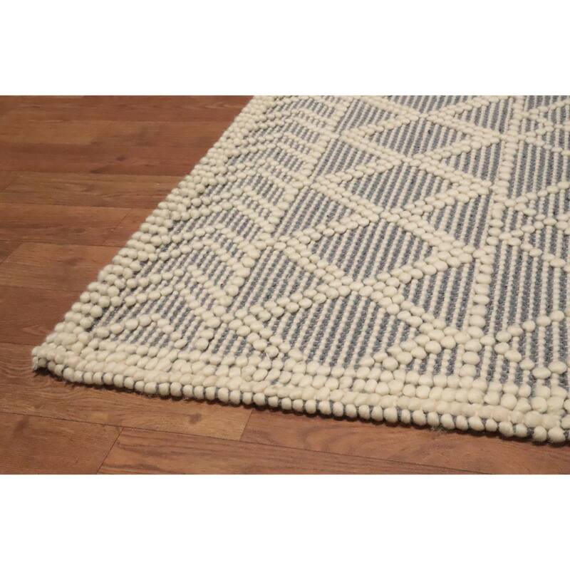 Hand Knotted Oriental 100% Wool Carpet Modern Geometric Greys & Charcoal Modern Gotti Design Area Rug - 7' 6'' X 4' 9''