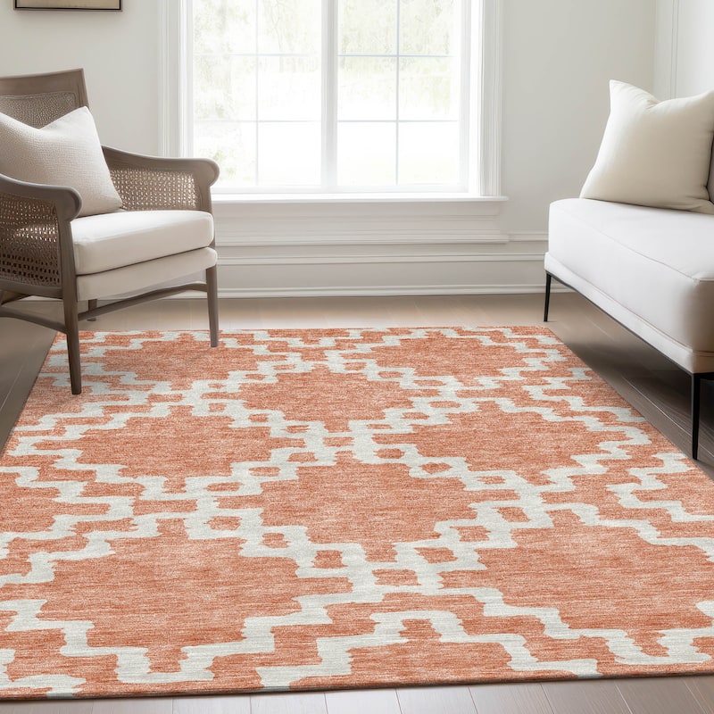 Premium Washable Super Soft Geo Trellis Mayfield Rug