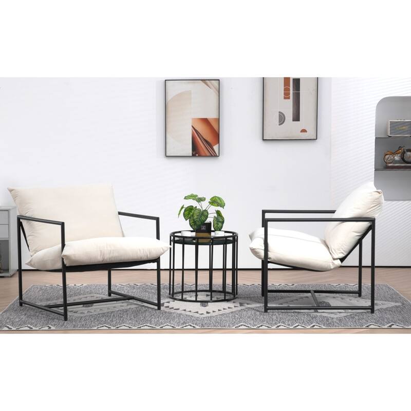 Modern Textured Velvet Sling Accent Chair