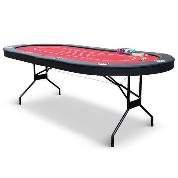 slide 2 of 7, Hathaway Fourth Street Folding Texas Holdem' Table Red