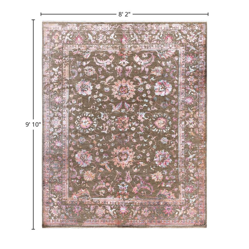 Ikat One-of-a-Kind Handmade Area Rug, Brown - 8' 2" x 9' 10"