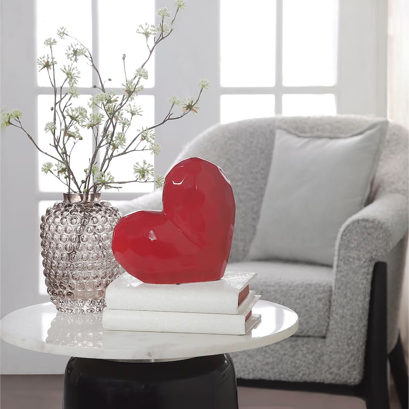 Modern Stone Ceramic Geometric Heart Sculpture