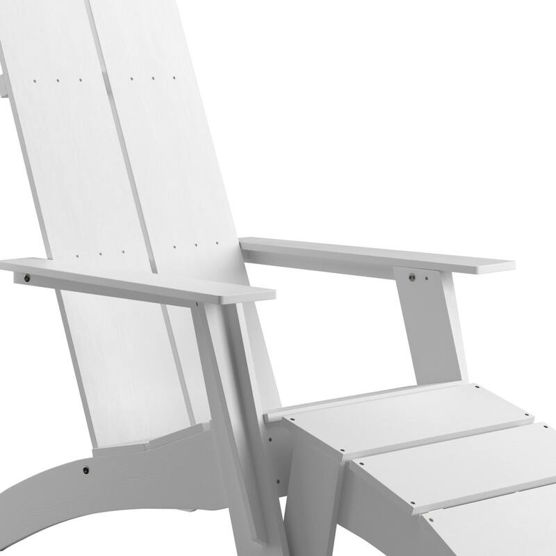 Modern All-Weather Dual Slat Adirondack Style Chair with Footrest
