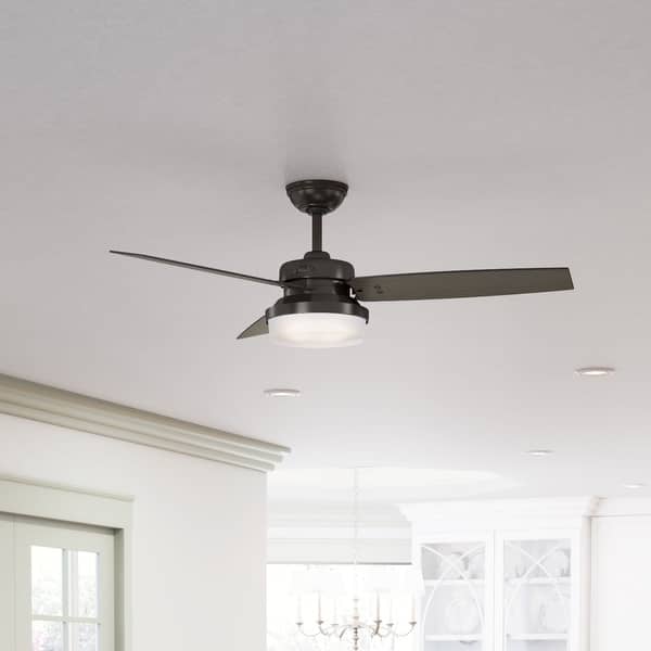 slide 2 of 29, Hunter 52" Sentinel Ceiling Fan with LED Light Kit and Handheld Remote Premier Bronze