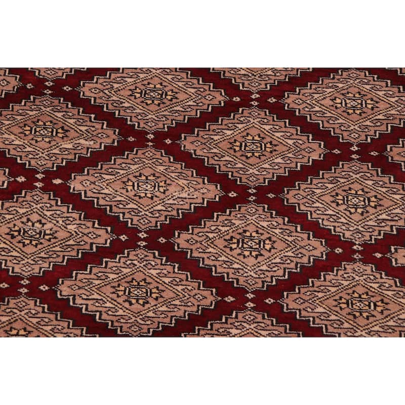 Tribal Bokhara Reyes Red/Taupe Hand Knotted Wool Rug - 10'0'' x 12'0''