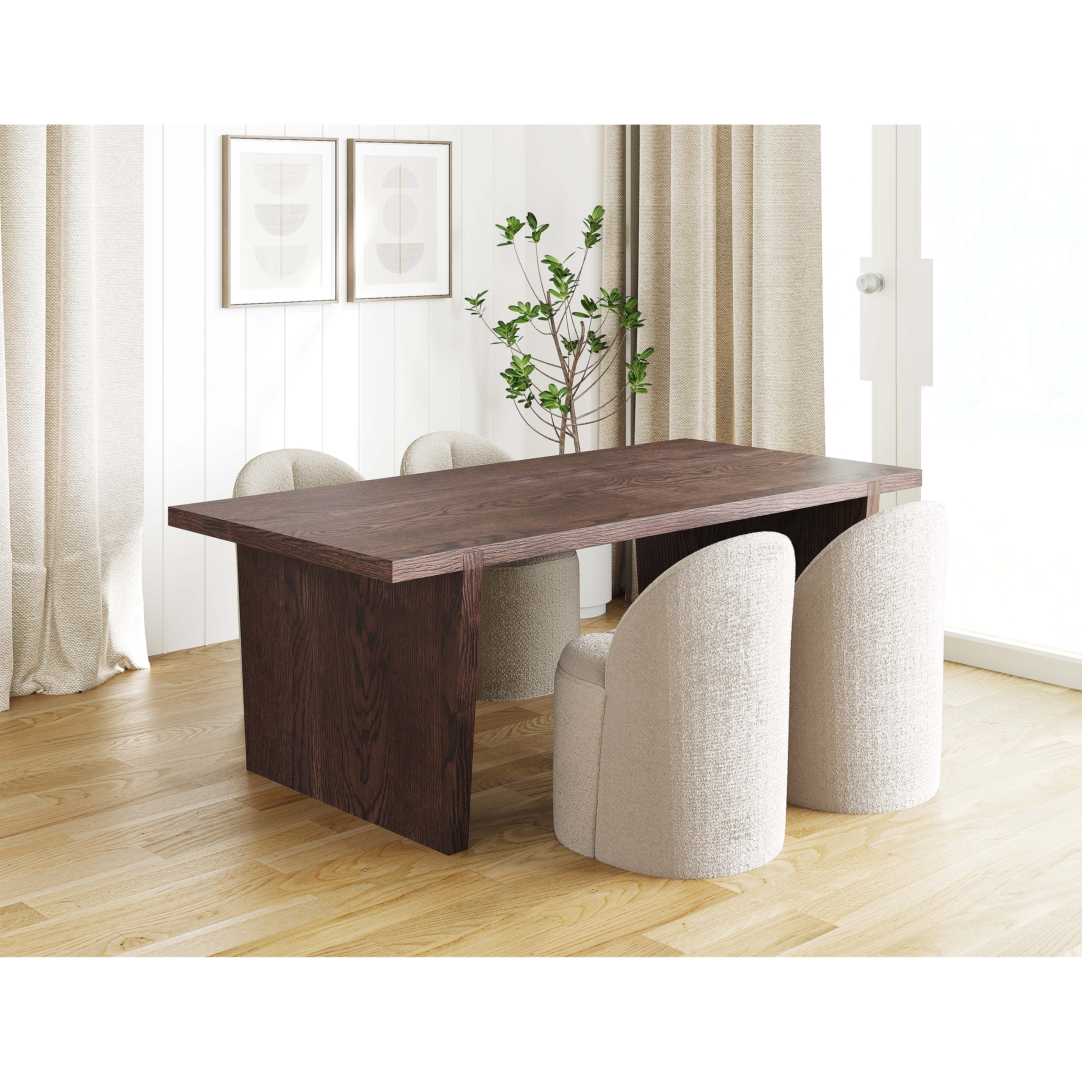 Rye Studio Minimalist Wood Dining Table in Smoked Oak Stain On