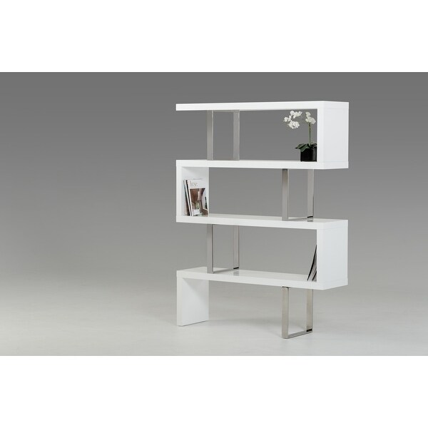 Modrest Maze White High Gloss Bookcase On Sale Bed Bath