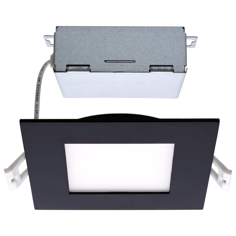 10W LED Direct Wire Downlight Edge-lit 4In CCT Selectable 120V Dimmable Square - Black