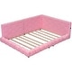 preview thumbnail 8 of 8, Full Size Pink Upholstered Daybed Wood Platform Bed with USB Ports