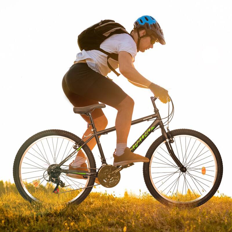 26 Inch Carbon Steel Frame, Mountain Cycling Bike with 21-Speed and Dual V-Brake for Adult and Teens