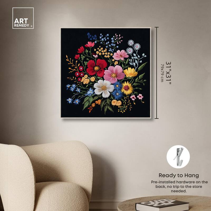 Midnight Wildflower Weave Canvas by Art Remedy