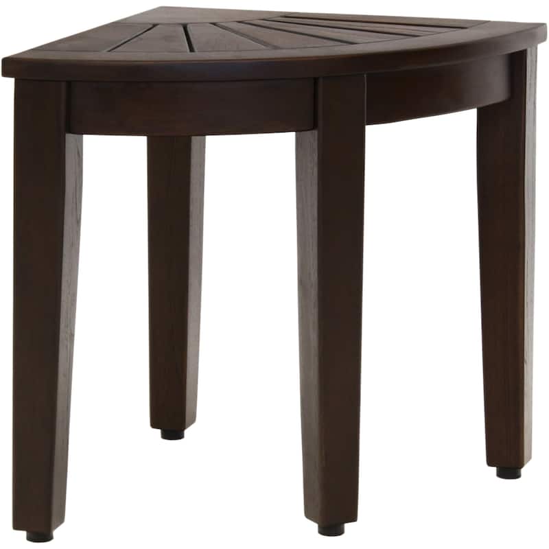 The Original Kai Corner Teak Shower Bench - 15.5" Wide - Mocha
