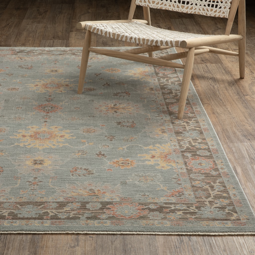 Kellan Vintage Floral Blue/ Multi Area Rug-