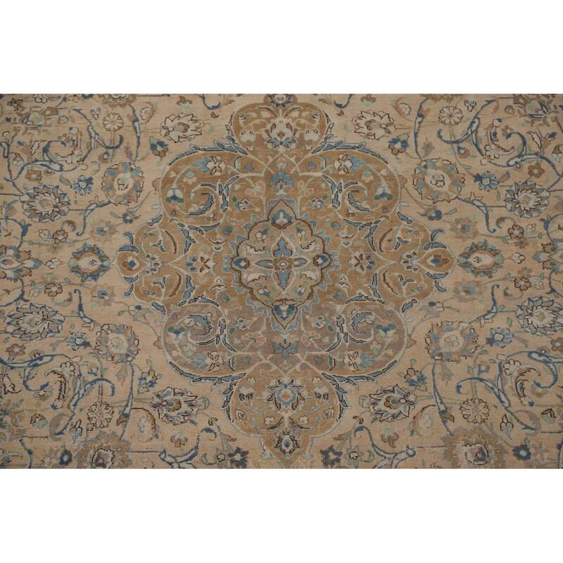 Hand Knotted Oriental 100% Wool Carpet Traditional Floral Peach Mashad Area Rug - 12' 5'' X 9' 4''
