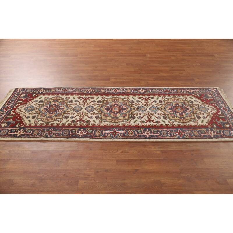 Geometric Heriz Serapi Oriental Runner Rug Handmade Wool Carpet - 2'6" x 7'5"