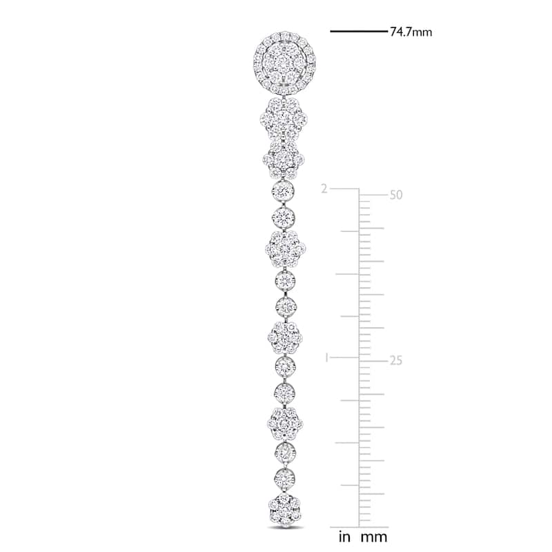 Miadora 4ct TDW Diamond Halo Linear Drop Stud Earrings in 14k White Gold