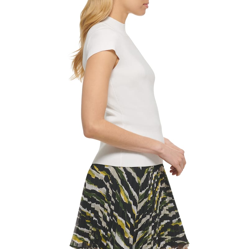 DKNY Cap Sleeve Mock Neck Knit Top