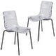 preview thumbnail 1 of 4, Astor Modern Minimalist Transparent Dining Chair with Ripple Design and Black Metal Legs Kitchen Room Side Chair (Set of 2) Clear
