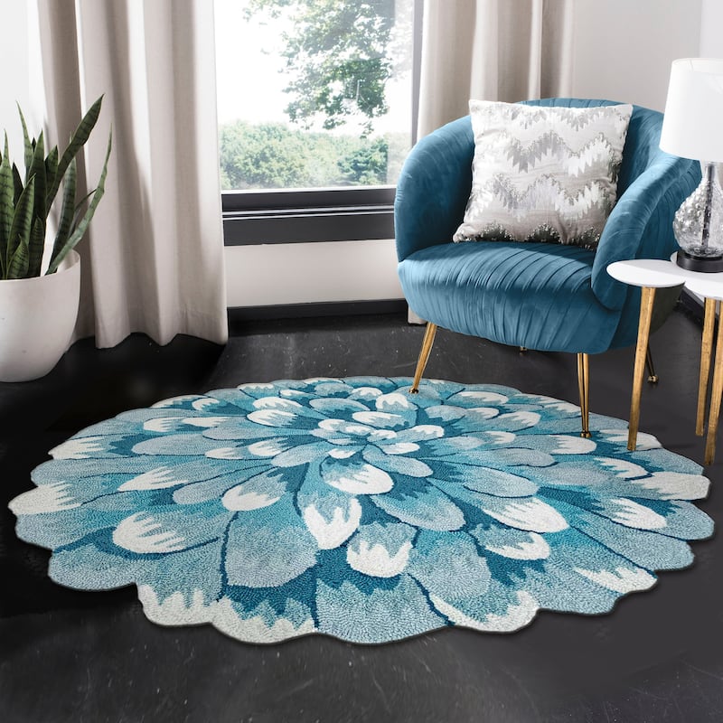 Liora Manne Frontporch Mum Indoor/Outdoor Rug - 5' Round - 5' Round - Blue