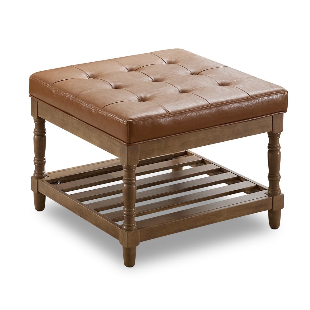 Luxury Storage Coffee Table with Upholstered Top & Shelf