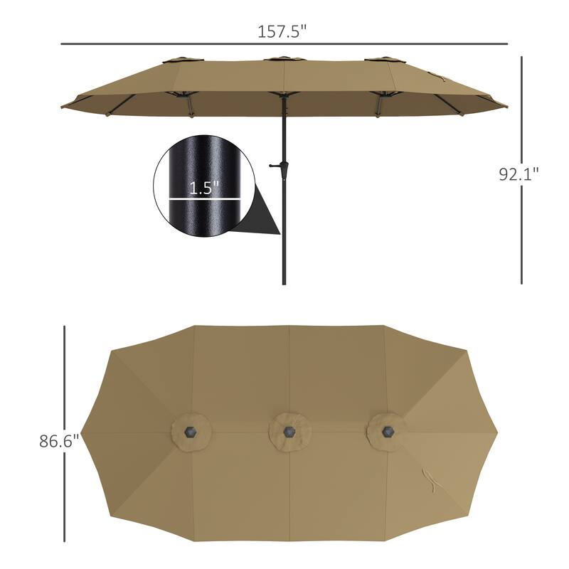 Double-Sided Large Patio Umbrella with Crank Handle Outdoor Canopy for Backyard Garden or Patio