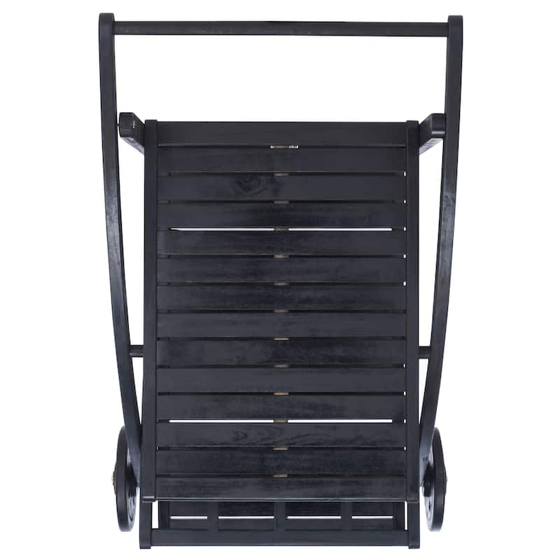 SAFAVIEH Outdoor Johana Acacia Wood Tea Cart - 25Wx34Dx34H