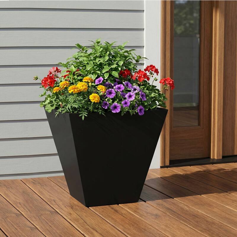 Metal Planters for Outdoor Plants Planter Box - Black-1PC - 16"x18"