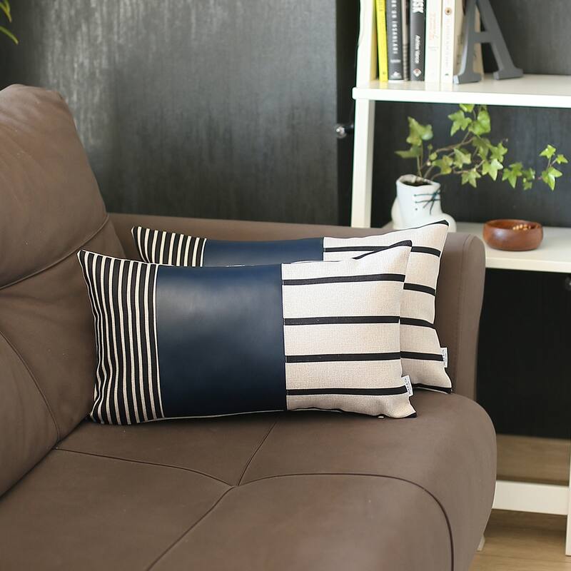Vegan Faux Leather Throw Pillow Cover (Set of 2)