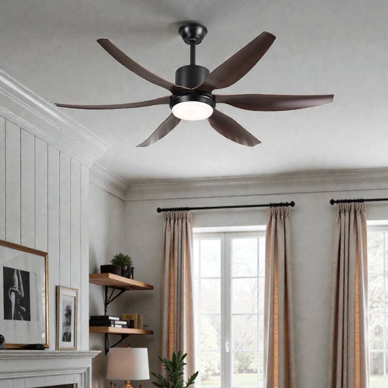 56 Inch Ceiling Fan with Light, 6 ABS Blades, 3-Color 18W LED, Reversible DC Motor, 6 Speeds, Remote, Indoor Outdoor
