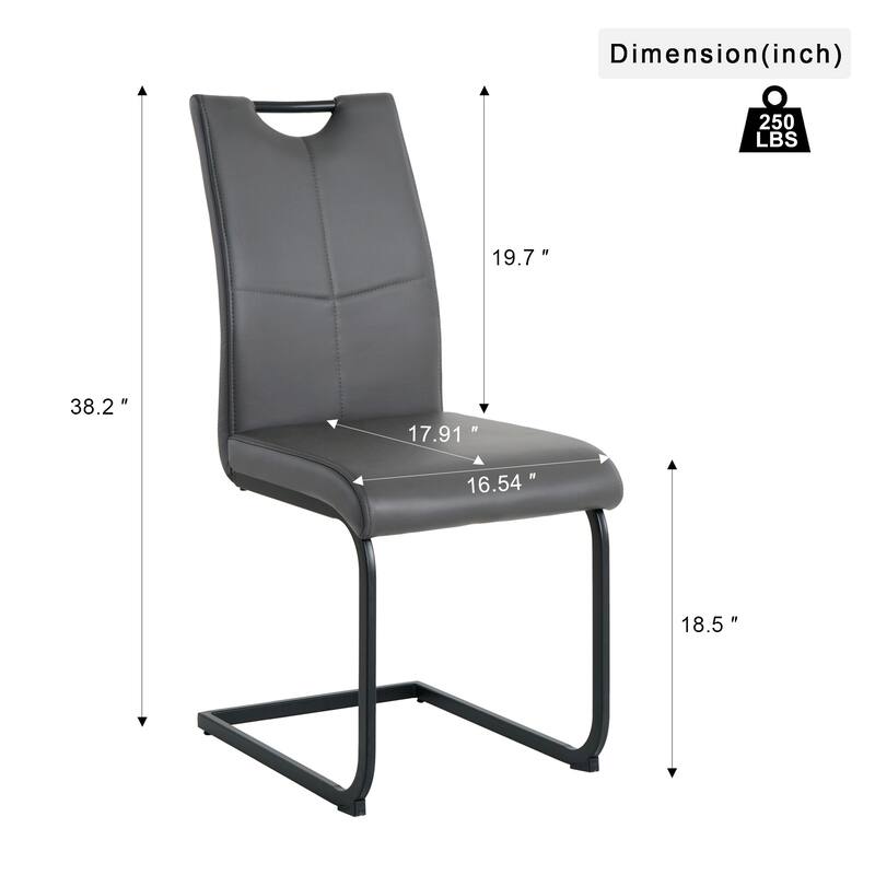 Modern Charcoal PU dining chair living room chair upholstered chair, metal chair leg design (Set of 4)