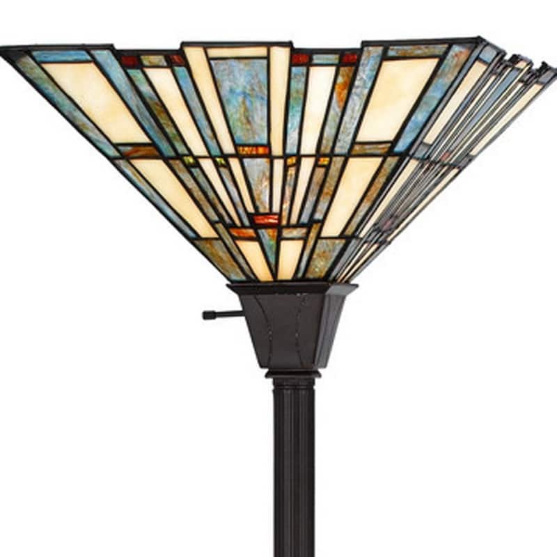 72-Inch Torchiere Lamp with Grey and Ivory Glass Shade - 14” x 14” x 72”