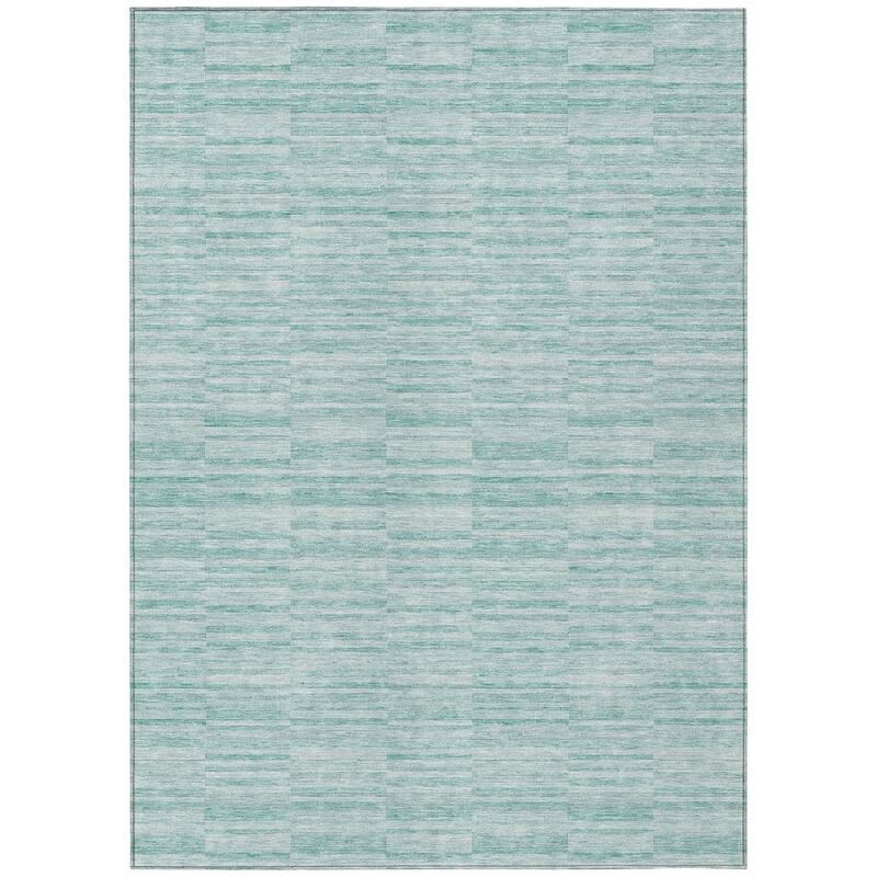 Machine Washable Indoor/ Outdoor Chantille Contemporary Blocks Rug