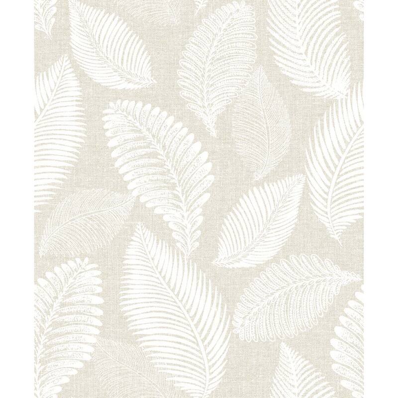 Seabrook Designs Tossed Leaves Nonwoven Unpasted Wallpaper - 20.9 in. W x 33 ft. L - Warm Sand