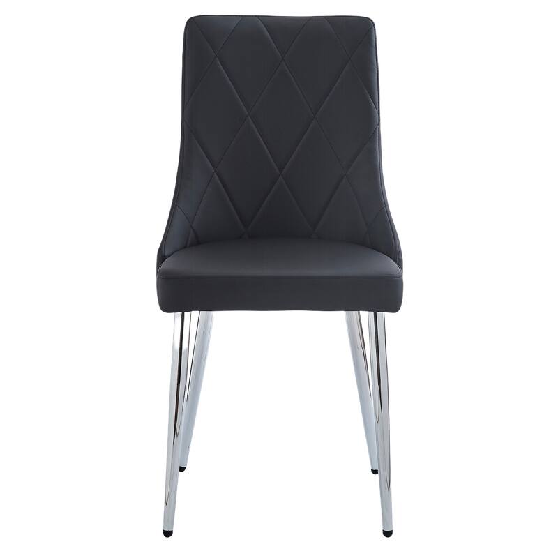 Contemporary Faux Leather and Metal Dining Chair, Set of 4