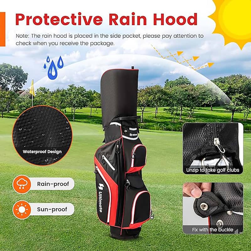 Lightweight Golf Cart Bag w/ Top Dividers Pockets & Cooler Bag