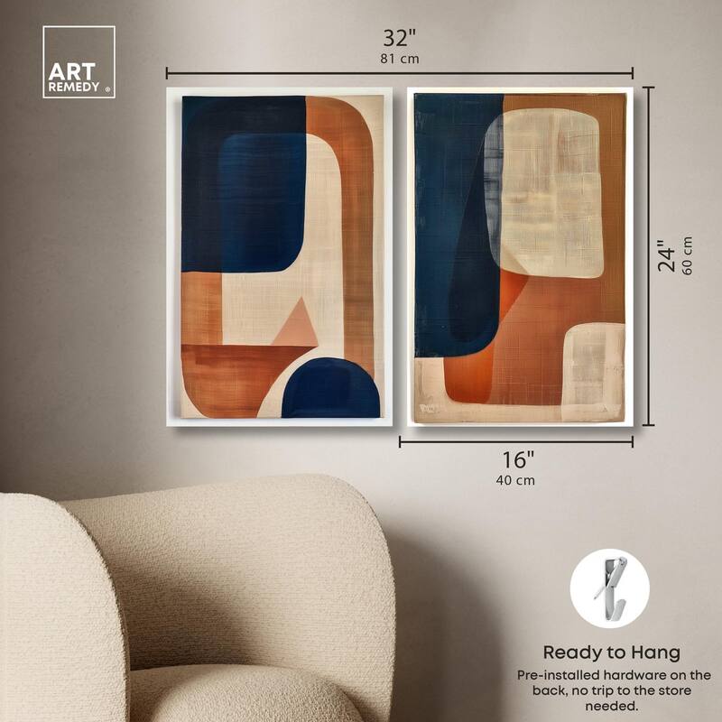 Blue Cream Set Canvas Set of 2 by Art Remedy, Gallery Wrapped