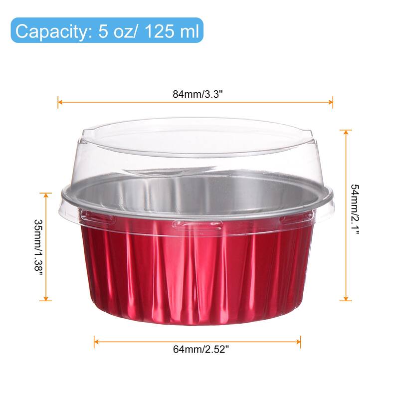 50Pcs Baking Cups with Lid 5oz Aluminum Foil Liners Mini Cups