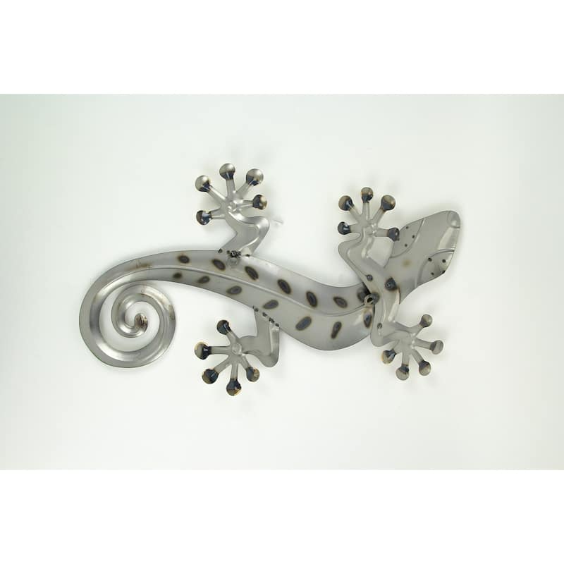23 Inch Metal Gecko Sculpture Wall Hanging Art Garden Decoration