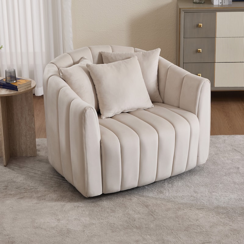 40.4"W Upholstered Swivel Accent Chair Set of 2,Modern Swivel Single Sofa Chair with Pillows